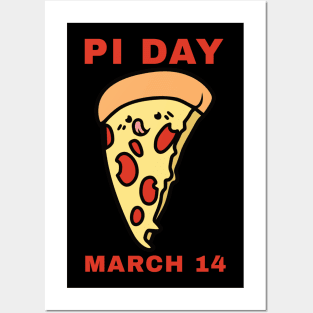 Kawaii Pi Day Pizza Slice March 14 Posters and Art